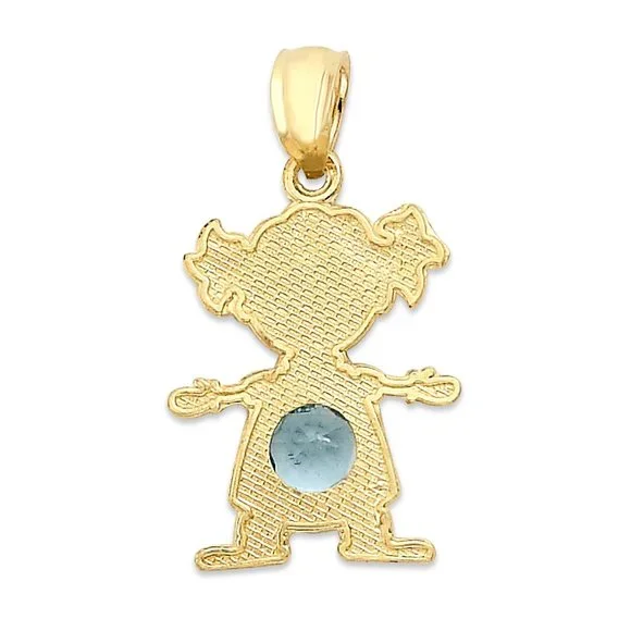 10k Solid Gold Newborn Baby Girl Pendant with Birthstone of Choice for Necklace - Picture 4 of 16